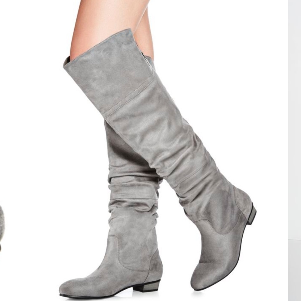NWT gray suede over the knee boots